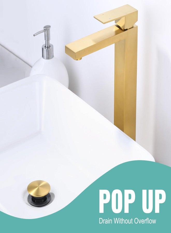 Arcora Bathroom Sink Drain Without Overflow, ARCORA Brushed Gold Pop Up Drain for Vessel Sink Clicker Drain Stopper - Image 5